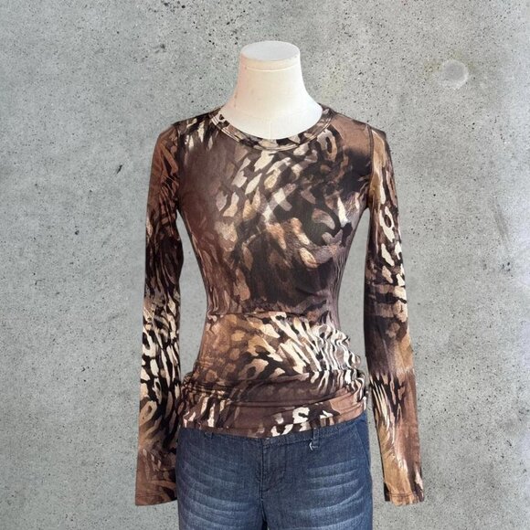vintage micromesh animal print long sleeve top - Picture 8 of 8